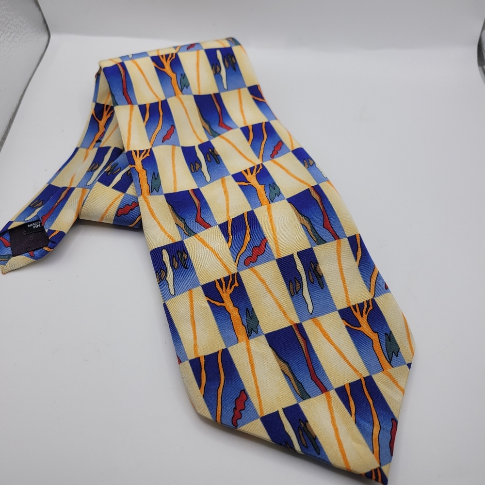 J. Garcia 100% Silk Colorful Geometric Pattern Tie Made In USA